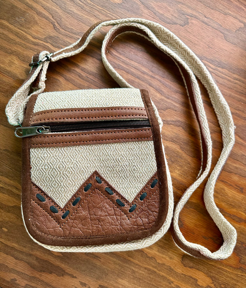 Hemp/Cotton/Leather Side Bag