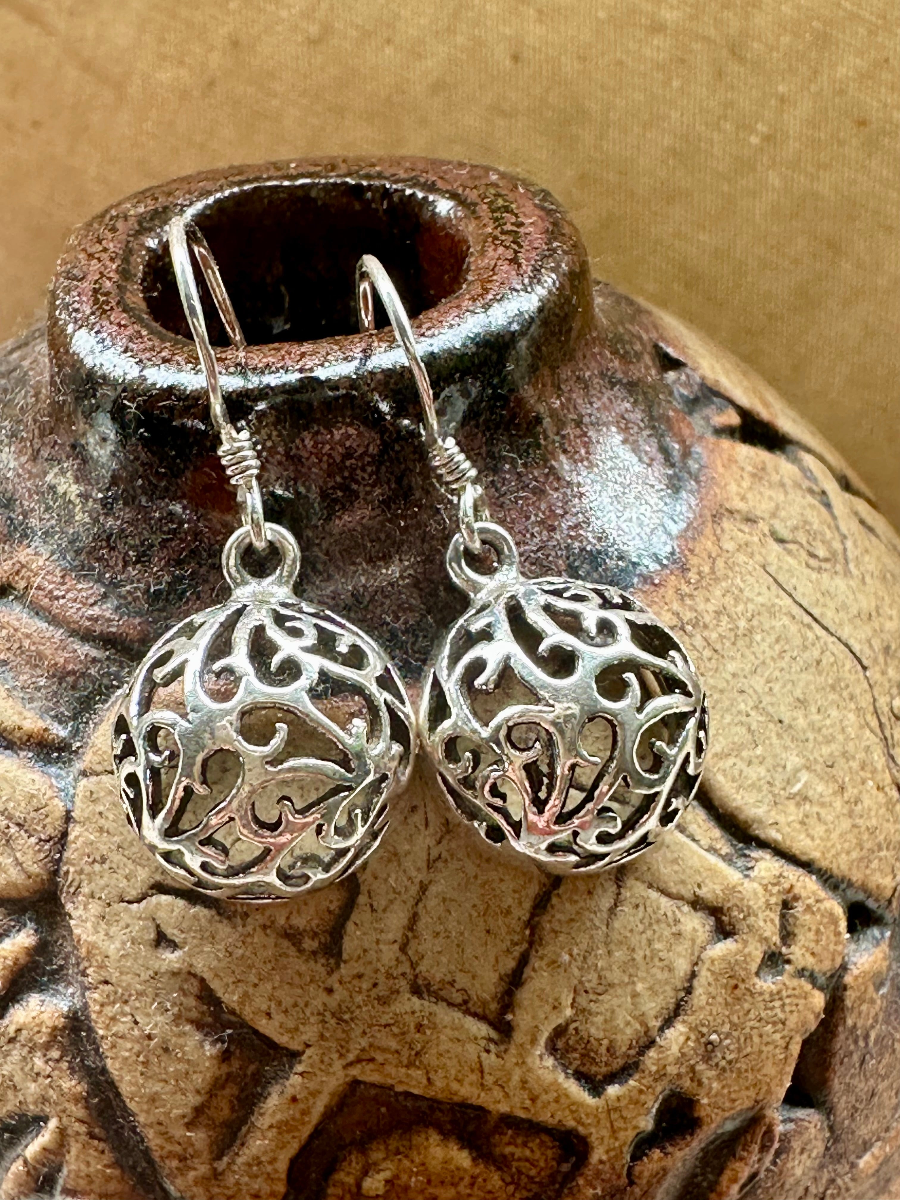 Sterling Silver Filagree Dome Earrings