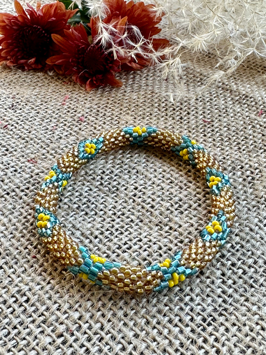 Seed Bead Roll on Bangle