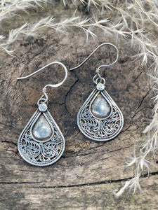 Sterling Silver Filagree Teardrop Earrings