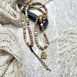 108 Bead Mala ~ Picture Jasper Matte